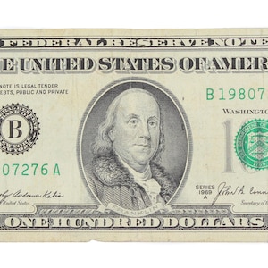 1969 A 100 One Hundred Dollar Bill Federal Reserve Note New York Currency