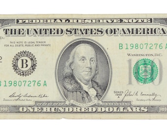 1969 A 100 One Hundred Dollar Bill Federal Reserve Note New York Currency