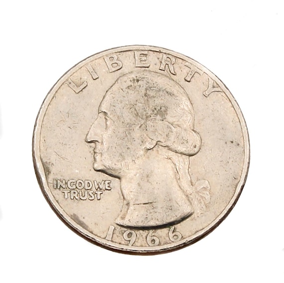 1966年 アメリカ クォーターダラー硬貨 1966年ワシントンクォーター流通米国25セントミントマークなし