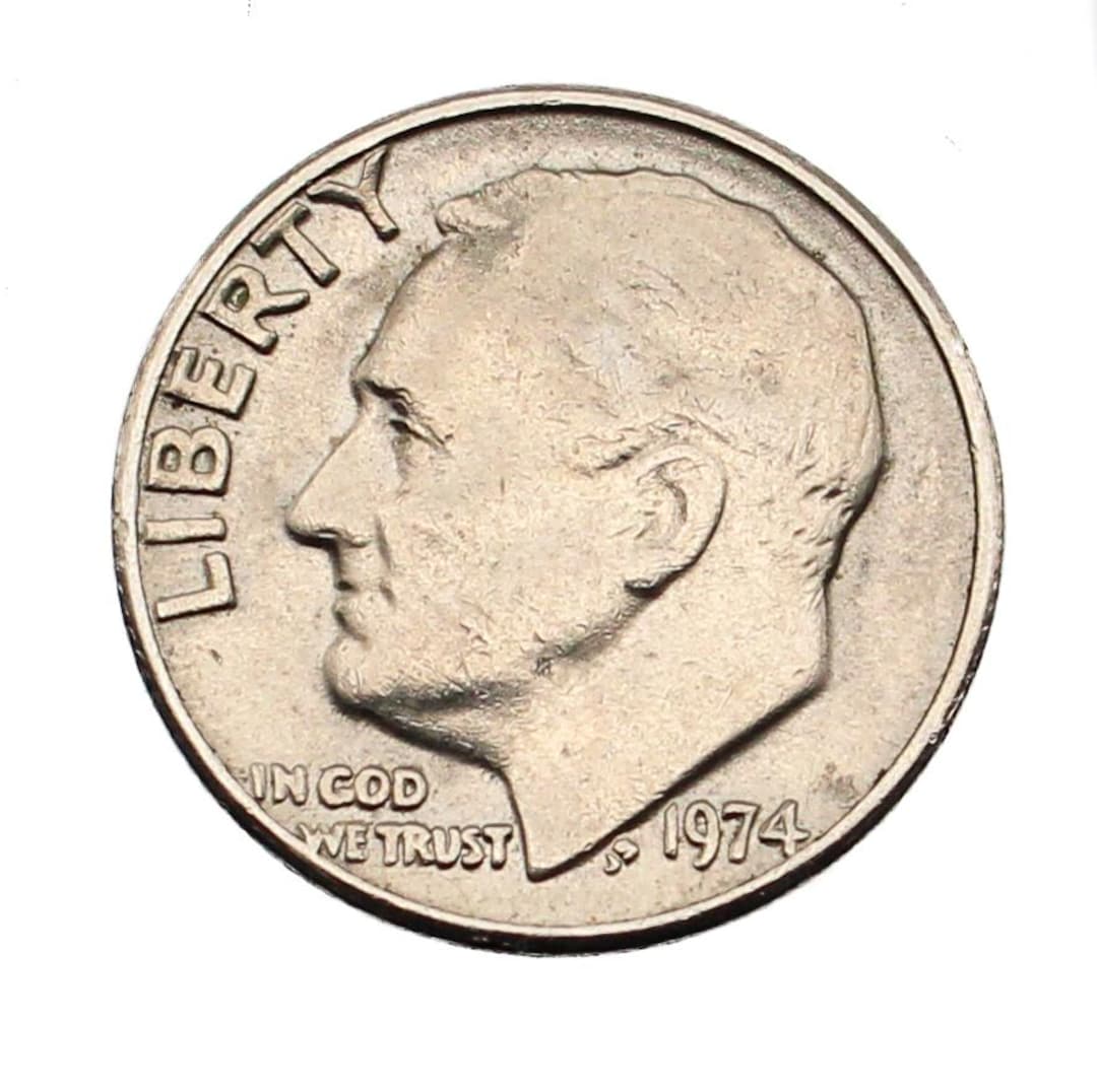 1974年 ルーズベルト ダイム ミントマークなし ヴィンテージ US 10