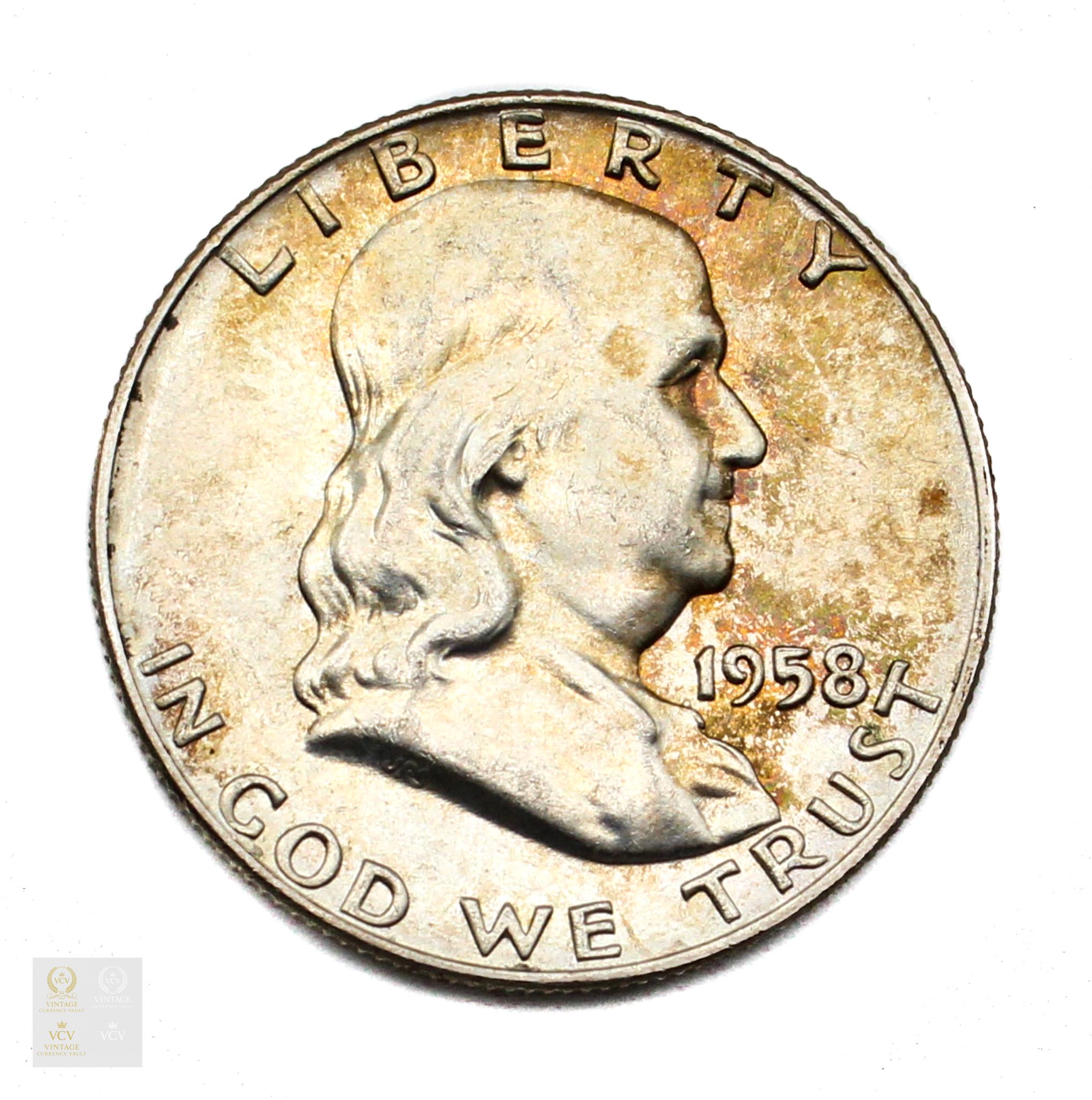 1958-D Franklin Half Dollar: 90% Silver US Coin, Denver Mint - Etsy
