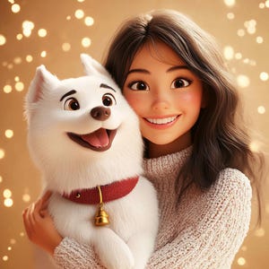 Disneyfication Personalized Christmas Pet Portrait, Pet and Owner Portrait, Pet Cartoon, Wall Art Gift for Pet Lovers, Digital Downloads