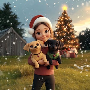Disneyfication Personalized Christmas Pet Portrait, Pet and Owner Portrait, Pet Cartoon, Wall Art Gift for Pet Lovers, Digital Downloads