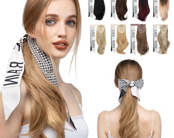 Ribbon Wrap Around Pony Tail Hair Extensions, Magic paste ponytail extension | Clip In Ponytail | Synthetic Hair Piece Pony Tail extensions