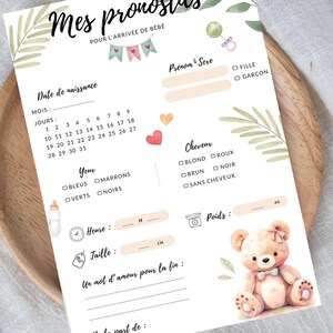 Carte pronostic bébé / Carte de jeux Baby shower / Gender reveal