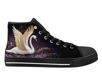 Swan Print High Top Canvas Shoes – Unisex Sneakers