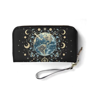 Portefeuille globe-trotter en cuir végétalien Portefeuille mignon cadeau unique Portefeuilles avec fermeture éclair pour femme Portefeuille fille mignonne Idée cadeau unique