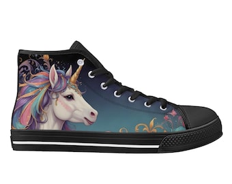Unicorn High Top Canvas Shoes - Custom Print Sneakers