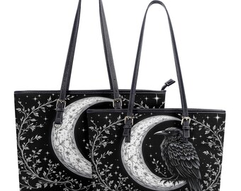 Gothic Church Raven Shoulder Bag – Corduroy Tote For Women, Adjustable Strap, Large Capacity - View #2