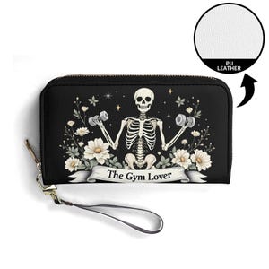 Cartera de regalo de fitness Cartera de cuero vegano Bonita Carteras de regalo únicas Cartera con cremallera para mujer Bonita idea de regalo única para niña