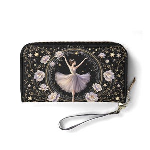 Portefeuille de danseuse en cuir végétalien Portefeuille mignon cadeau unique Portefeuilles pour femme Portefeuille avec fermeture éclair pour femme Idée cadeau unique pour fille mignonne