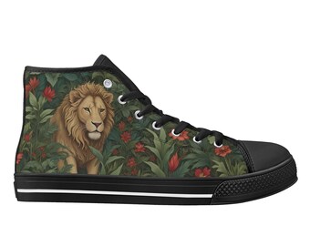 Art Lover Lion High Top Canvas Shoes – Custom Print Sneakers