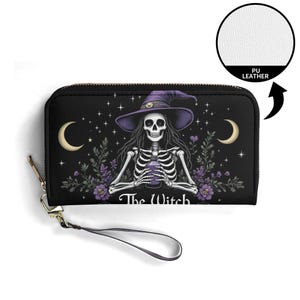 Carteira de presente de bruxa Carteira de couro vegano Carteira fofa Carteiras de presente exclusivas Carteiras femininas com zíper Ideia de presente única para meninas fofas