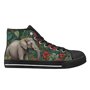 Cute Elephant Shoes - High Top Canvas Shoes - Unisex Shoes  - Cute Sneakers - Custom Print Trainers Shoes Women&#39;s Gift Idea Shoes