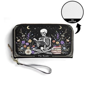 Cartera de regalo para estudiantes amantes de los libros Cartera de cuero vegano Bonita Carteras de regalo únicas Cartera con cremallera para mujer Idea de regalo única para niña bonita