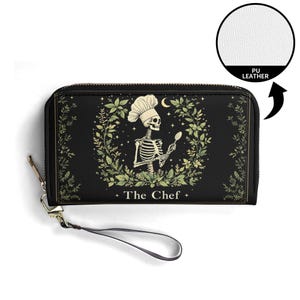 Cartera de regalo de chef Cartera linda de cuero vegano Carteras de regalo únicas Cartera con cremallera para mujer Idea de regalo única y linda para niña