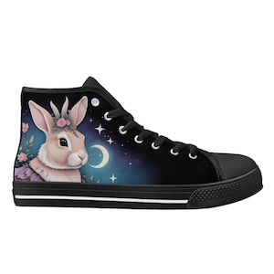 Duchess Rabbit Shoes - High Top Canvas Shoes - Unisex Shoes  - Cute Sneakers - Custom Print Trainers Shoes Women&#39;s Gift Idea Shoes