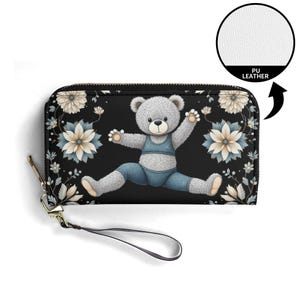 Pilates Liebhaber Geschenktasche Teddy Bär Geschenk Brieftasche Vegan Leder Niedliche Brieftasche Einzigartige Geschenk Brieftaschen Zip Rund Niedliche Einzigartige Geschenkidee