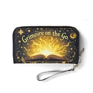 Grimoire für unterwegs Brieftasche aus veganem Leder Niedliche Brieftasche Einzigartiges Geschenk Brieftaschen Zip Rund Frauen Brieftasche Niedliche Mädchen Einzigartige Geschenkidee