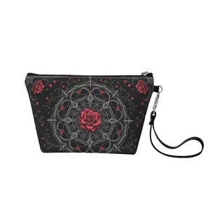 Cadeau rose gothique Trousse de maquillage Trousse à fermeture éclair Joli sac Pochette en cuir végétalien Trousse à crayons Trousse de toilette Cadeau pour elle