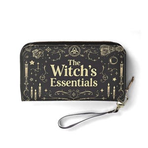 Carteira The Witch's Essentials Carteira de couro vegano Carteira fofa Presente exclusivo Carteiras com zíper Carteira feminina Ideia de presente única para meninas fofas