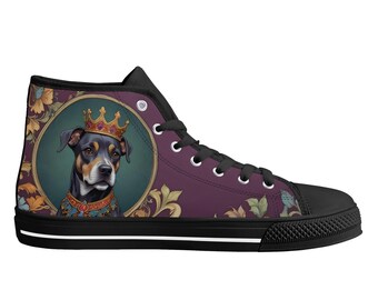 Queen Dog Art Portrait High Top Canvas Shoes - Unisex Sneakers
