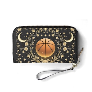 Basket-ball pour Game Day Style portefeuille en cuir végétalien joli portefeuille cadeau unique portefeuilles zippés femmes portefeuille jolie fille idée cadeau unique