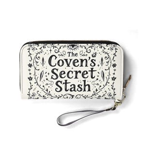 The Coven's Secret Stash Wallet Portefeuille mignon en cuir végétalien Cadeau unique Portefeuilles zippés pour femmes Portefeuille pour femme mignonne Idée cadeau unique
