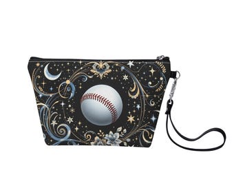 Baseball Makeup Bag, Sports Enthusiast Gift, Vegan Leather Pouch