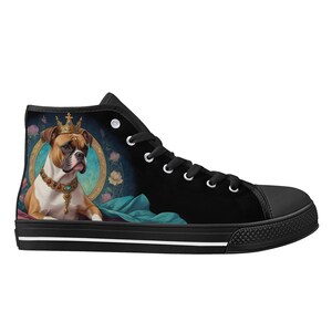 Boxer Dog Shoes - High Top Canvas Shoes - Unisex Shoes  - Cute Sneakers - Custom Print Trainers Shoes Women&#39;s Gift Idea Shoes