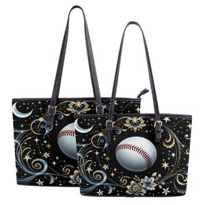 Baseball Tasche für Sportbegeisterte Tote Bag Vegane Umhängetasche aus Kunstleder Große Ledertasche mit Innentaschen und Reißverschluss