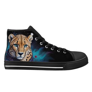 King Cheetah Shoes - High Top Canvas Shoes - Unisex Shoes  - Cute Sneakers - Custom Print Trainers Shoes Women&#39;s Gift Idea Shoes