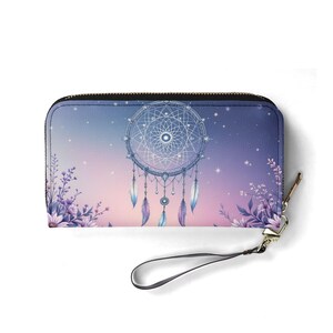 Traumfänger Brieftasche Vegan Leder Niedliche Geldbörse Einzigartige Geschenk Geldbörsen Zip Rund Frauen Brieftasche Niedliche Mädchen Einzigartige Geschenkidee