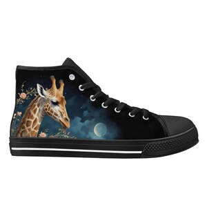 Sovereign Giraffe Shoes - High Top Canvas Shoes - Unisex Shoes  - Cute Sneakers - Custom Print Trainers Shoes Women&#39;s Gift Idea Shoes