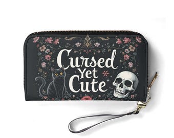 Cursed Yet Cute Vegan Leather Wallet - Zip Around Women's Wallet