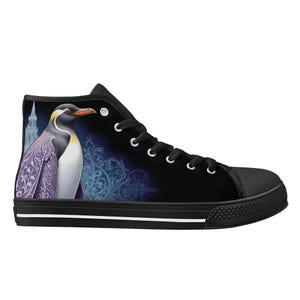 Emperor Penguin Shoes - High Top Canvas Shoes - Unisex Shoes  - Cute Sneakers - Custom Print Trainers Shoes Women&#39;s Gift Idea Shoes