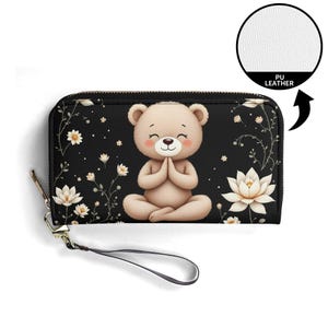 Yoga Liebhaber Geschenktasche Yogi Teddybär Geschenk Brieftasche Vegan Leder Niedliche Brieftasche Einzigartiges Geschenk Brieftaschen Reißverschluss Rund Niedliche Einzigartige Geschenkidee