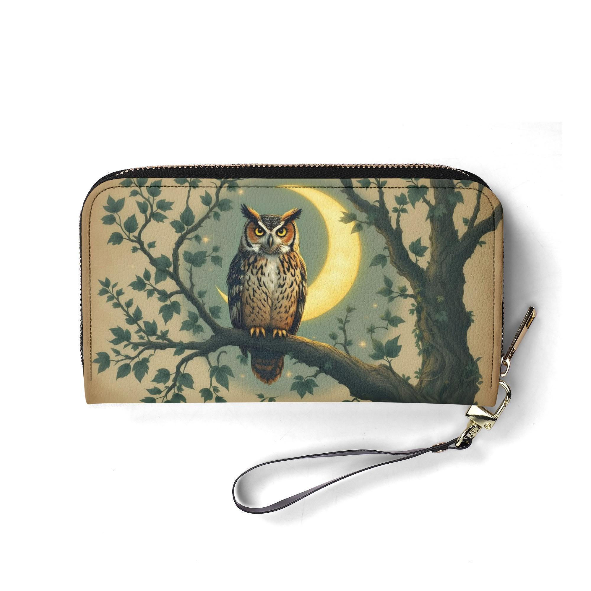 Autumn Owl Park Bench Small Women's Wallet - Vegan Leather With Zipper Coin Pocket - View #6