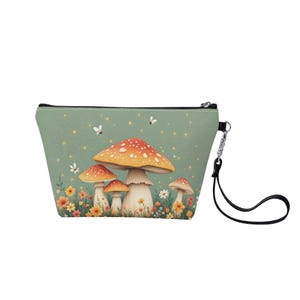 Cottagecore Mushroom Gift Make Up Bag Zipper Bag Cute Bag Vegan Leather Pouch Pencil Pouch Toiletry Pouch Gift for Her