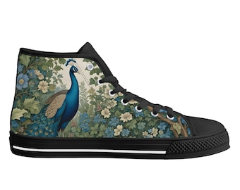 Peacock Art High Top Canvas Shoes – Custom Printed Sneakers