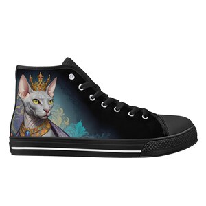 Sphynx Cat Shoes - High Top Canvas Shoes - Unisex Shoes  - Cute Sneakers - Custom Print Trainers Shoes Women&#39;s Gift Idea Shoes