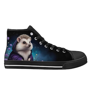 Noble Hedgehog Shoes - High Top Canvas Shoes - Unisex Shoes  - Cute Sneakers - Custom Print Trainers Shoes Women&#39;s Gift Idea Shoes
