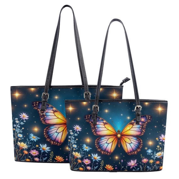 Cosmic Butterfly Bag Celestial Vegan Leather Gift for Her PU