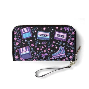 Cartera retro de los años 90, de piel vegana, bonita, regalo único, carteras con cremallera, cartera para mujer, bonita, idea de regalo única para niña
