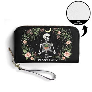 Crazy Plant Lady cadeau portefeuille en cuir végétalien joli portefeuille cadeau unique portefeuilles zippés femmes portefeuille jolie fille idée cadeau unique