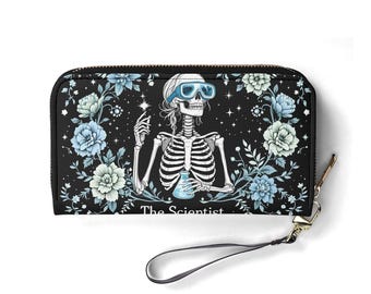 Scientist Gift Wallet Vegan Leather Cute Wallet Unique Gift Wallets Zip Around Women Wallet Cute Girl Unique Gift Idea
