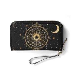 Astrologia para entusiastas do zodíaco Carteira Vegana Couro Carteira Bonita Presente Único Carteiras Zip Around Carteira Feminina Bonita Menina Ideia de Presente Único