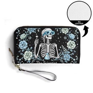 Portefeuille cadeau scientifique en cuir végétalien Portefeuille mignon cadeau unique Portefeuilles zippés pour femme Portefeuille fille mignonne Idée cadeau unique