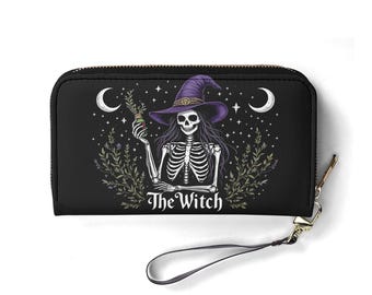 Moon Witch PU-leren portemonnee: gotisch halloweencadeau