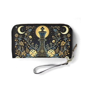 Jeu de société pour les amateurs de stratégie Portefeuille mignon en cuir végétalien Cadeau unique Portefeuilles avec fermeture éclair pour femme Portefeuille pour femme mignonne Idée cadeau unique